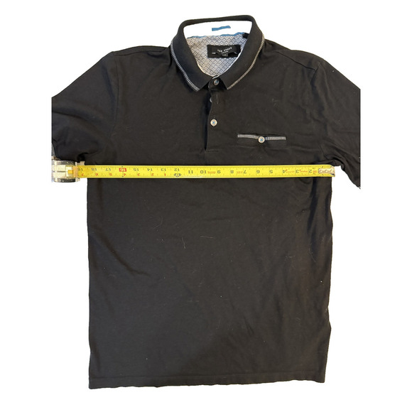 Ted Baker Polo Shirt Mens Large Black Short Sleeve Textured Collar Classic - Picture 3 of 4